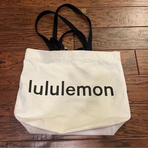 lululemon athletica White Tote with Black Straps